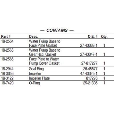 SIERRA MARINE 18-3214 MERCURY & MERCRUISER IMPELLER REPAIR KIT