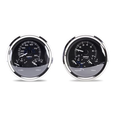 SIERRA 20010P PREMIER STAINLESS SERIES 5" MULTI-FUNCTION GAUGE KIT - FITS EVINRUDE & SUZUKI OUTBOARDS 