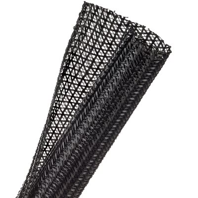 F6N1.00 BLACK 50ft X 1 INCH SPLIT TECHFLEX EXPANDABLE SLEEVING