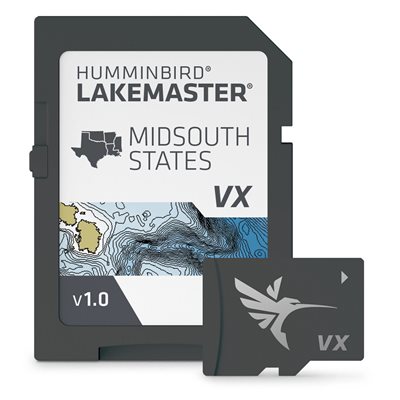 HUMMINBIRD 601005-1 LAKEMASTER MIDSOUTH STATES MAP VX